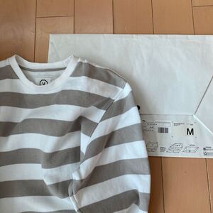 SINGLE SCOOP BORDER CREW WH/GY SIZE:M VISVIM 