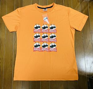 新品タグ付☆プリングルス☆メッシュ素材☆半袖Tシャツ☆Mサイズ☆メンズ☆PRINGLES☆ポテトチップス☆お菓子☆オレンジ色☆スナック