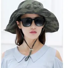 【迷彩柄】つば広ハット　帽子　アウトドア　男女兼用　UVカット　紫外線対策　釣り