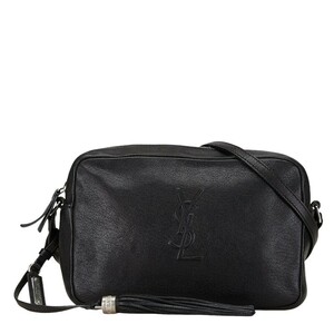 サンローラン ルー カメラバッグ 斜め掛け ショルダーバッグ ブラック レザー レディース SAINT LAURENT 【中古】