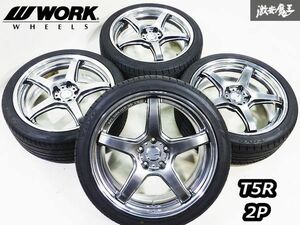 ●WORK ワーク EMOTION T5R 2P ホイール 19インチ 8J ＋45 PCD114.3 5H GTSカラー 4本 高年式タイヤ付 シルビア スカイライン インプレッサ