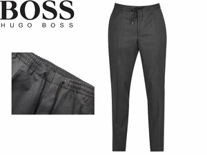 7万新品◆52=L◆HUGO BOSS ヴァージンウール センタープレス スリムフィット ウエストイージートラウザーパンツ 濃灰『Banks_RET』1円