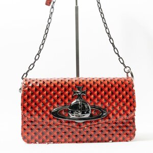 【1円スタート】Vivienne Westwood ヴィヴィアン・ウエストウッド プリズムオーブ ショルダーバッグ クラッチバッグ レッド パテントレザー