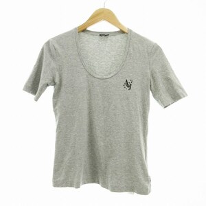 アルマーニ ジーンズ ARMANI JEANS Tシャツ カットソー Uネック 半袖 ロゴ ワンポイント グレー /UO 1102 ■GY09 レディース