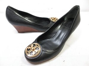 【トリーバーチ Tory Burch】 プレート付き♪ レザー パンプス 婦人靴 (レディース) size6M ブラック □15LZ4632□