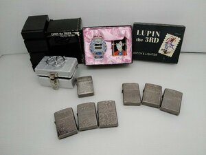 送料安 LUPIN ルパン ジッポ風 ライター 8点 まとめて 時計付き ケース付き LUPIN the THIRD LIMITED EDITION