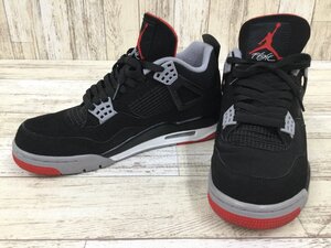 148BH NIKE AIR JORDAN 4 RETRO Bred 2019 308497-060 ナイキ エアジョーダン ブラック【中古】