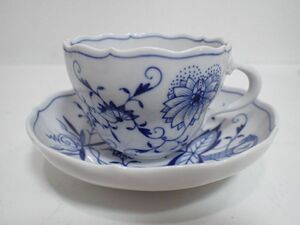 H325/6D ♪Meissen マイセン ブルーオニオン カップ ソーサー 美品♪