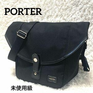 １円〜 【未使用級・入手困難】 PORTER ポーター ショルダーバッグ メッセンジャーバッグ ブラック 黒 ナイロン ボタン メンズ