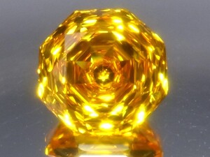 4.55ct ８㎜ 新品・最先端技術のレーザー光線によるローズフラワー８角カット・ゴールデンイエローカラーキュービックジルコニア