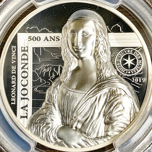 【極厚銀貨】COA・BOX付 2019 フランス モナリザ PCGS PR69DC 20ユーロ レオナルド・ダ・ヴィンチ没後500年記念 プルーフ モダンコイン