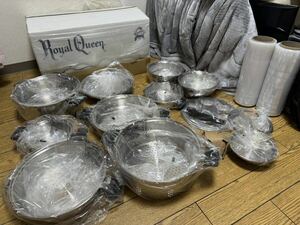 IH対応 未使用品 新品 Royal Queen ロイヤルクイーン 鍋セット 両手鍋 蒸し器 調理器具 未使用 大量 まとめ まとめて ロイヤルクィーン 蓋