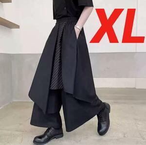 アシンメトリー ガウチョ 袴パンツ ユニセックス ワイド 和風 オールシーズXL