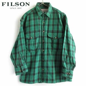 USA製 FILSON フィルソン チェック柄 長袖 ネルシャツ 緑系×黒 XS-S相当 アラスカンガイドシャツ アメリカ製 D148-14-0001ZV