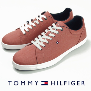 【未使用】定価1.2万 トミー ヒルフィガー TOMMY HILFIGER《シャンブレー》フラグロゴ メンズ スニーカー 26.5cm(42) レッド