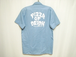 【L2】送料無料★貴重★PIZZA OF DEATH ピザオブデス 半袖ワークシャツ Mサイズ ピザロゴ ワッペン Dickies ディッキーズ / ken Yokoyama