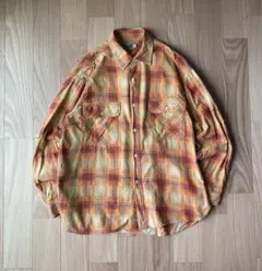 old UNIQLO オレンジ　チェック　シャツ　L