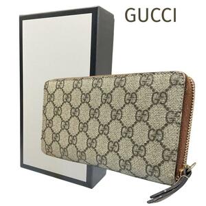 極美品☆GUCCI☆グッチ GGスプリーム PVCレザー ラウンドジップウォレット 長財布 レディース メンズ 兼用