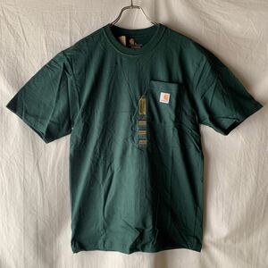 未使用 US規格 Carhartt カーハート ポケT ワンポイント Tシャツ HTG グリーン S 検 ヴィンテージ OLD 100%COTTON コットン ４