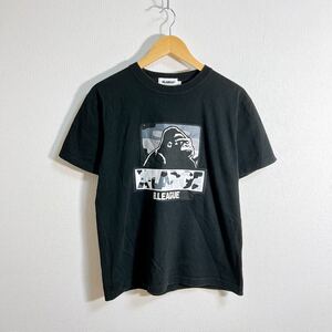 f885FF XLARGE エクストララージ B.LEAGUE サイズL 半袖 Tシャツ カットソー トップス ブラック メンズ 古着 USED コットン100%