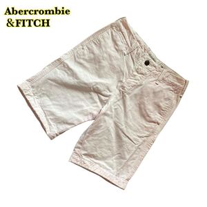 【AY1954】Abercrombie&FITCH アバクロンビーアンドフィッチ　ショートパンツ　ピンク　ボタンフライ　ダメージ加工　メンズ　28サイズ 