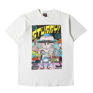 STUSSY ステューシー Tシャツ サイズ:M 00s Peter Bagge イラスト グラフィック クルーネック 半袖Tシャツ ホワイト トップス カットソー