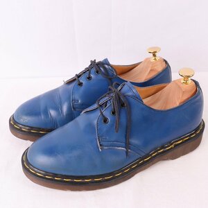 英国製 ドクターマーチン UK6.5/25.0cm-25.5cm/3ホール 青 イングランド製 ヴィンテージ メンズ レディース dr.martens 中古 古着 dm3573