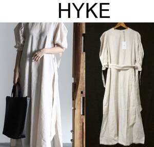 正規品 新品 22SS HYKE ハイク LINEN SHORT SLEEVE MAXI DRESS 麻100％ リネン マキシドレス 1 OATMEAL 生成り