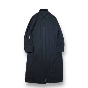 23AW Yohji Yamamoto Side Slit Wool Long Shirt サイドスリットウールロングシャツ 1 ブラック FJ-B10-106 ヨウジヤマモト 店舗受取可