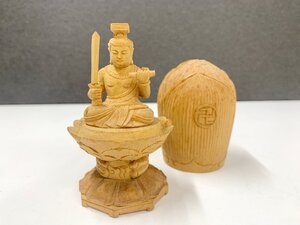 文殊菩薩 木彫り 仏像 置物 オブジェ ミニ仏像 座像 木製 仏像彫刻 開運 東洋彫刻