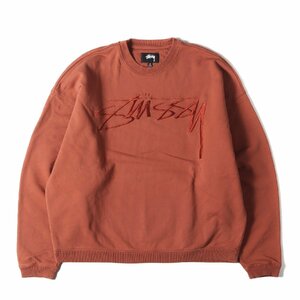 美品 STUSSY ステューシー スウェット サイズ:M 22AW ウォッシュ加工 ストックロゴ クルーネック スウェットシャツ ブリック トップス