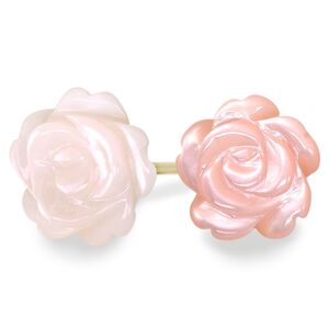 ピアス 薔薇 バラ 18金 18k 白蝶貝 レディース 片耳ピアス