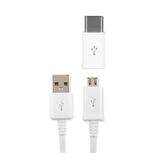 【vaps_2】microUSBケーブル&Type-Cアダプタセット 2A 1.0m 《ホワイト》 送込