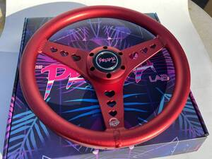 NRG Prisma Lab 33Φ アルミナム ステアリングホイール ハートカットアウト 赤 USDM ワイスピ 旧車 RST073RD 正規輸入品 即納 