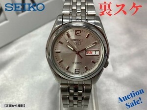 【可動品】SEIKO セイコー ５ 7S26-01V0 腕時計 21石 裏スケルトン シルバー文字盤 自動巻き 