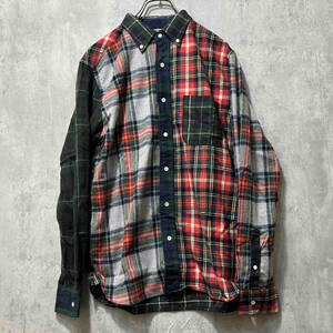 22AW BEAMS PLUS FLANNEL SHAGGY CHECK PANEL BUTTON DOWN SHIRT ネル シャギーチェック パネル ボタンダウ 長袖シャツ ビームス プラス