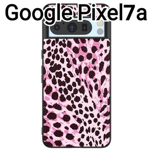 Google Pixel7a　ケース　ピンク　ヒョウ柄　レオパード　レザー風