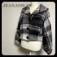 【新品•タグ付】JEANASIS 2way シャギー ショートコート チェック柄