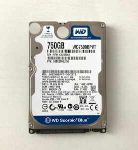 750GB HDD SATA 2.5インチHDD ウェスタンデジタル Western Digital WD7500BPVD ハードディスクドライブ