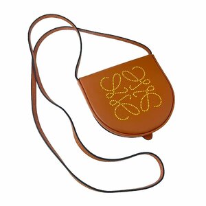 LOEWE　ロエベ　バッグ　アナグラム　ヒール　レザー　ロゴ　ショルダー　茶　ブラウン