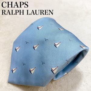 CHAPS RALPH LAUREN チャップス ラルフローレン ネクタイ シルク100％ 日本製 ヨット 高級感 水色 ゴージャス ブランド 上品 R03