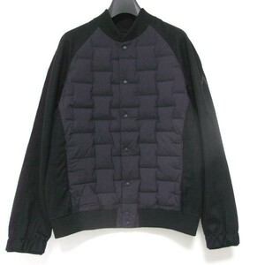 新品★MONOBI モノビ★VARSITY DOWN JACKET★ストレッチウールボンディング×ダウンジャケット★ブラック★超軽量★M★防風 撥水 透湿性