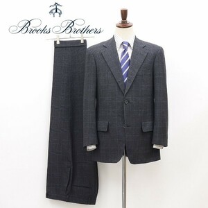 ◆BROOKS BROTHERS ブルックスブラザーズ チェック柄 段返り3釦 スーツ チャコールグレー×ブルー