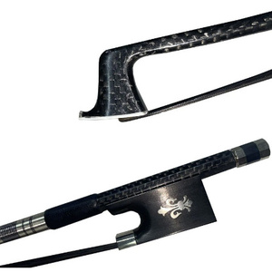 プロフェッショナル向けバイオリン弓1PCE カーボンファイバー製 エボニーフロッグ ハイレベル 4/4サイズ織格子縞模様 カーボンブラック
