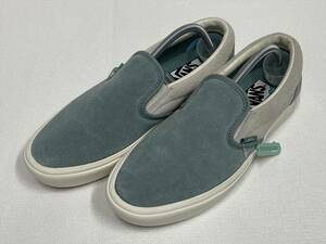 激レア!! VANS SLIPON 緑グレー ベージュ スエード COMFYCUSH US9.5 (27.5cm) アメリカ企画限定!! スリッポン バンズ