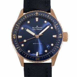 ブランパン フィフティーファゾムズ バチスカーフ 5000-36S40-O52A ブルー メンズ 中古 送料無料 腕時計