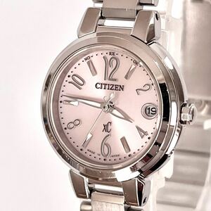 【稼働】磨き済み シチズン CITIZEN クロスシー レディース 腕時計 電波ソーラー 美品 ピンク文字盤 s1853