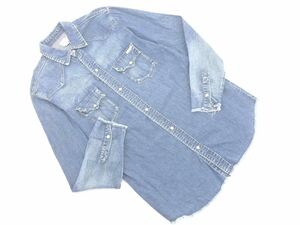 Calvin Klein カルバンクライン デニム ウエスタン シャツ sizeM/青 ■◇ ☆ ehd0 メンズ