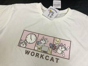 即決◆仕事猫　現場猫◆半袖Tシャツ【160cm】白　新品タグ付き　キッズTシャツ　くまみね　バック首元にプリントあり◆