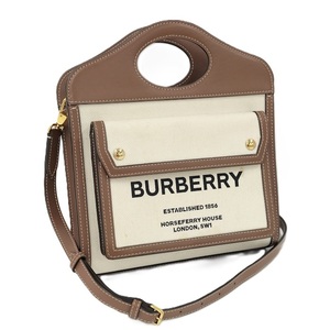 BURBERRY 2WAYショルダーバッグ キャンバス レザー アイボリー